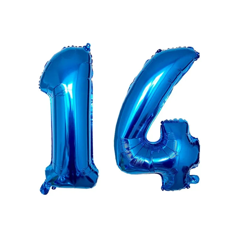 2Pcs 32 Inch Gold Silver Black Blue Red Helium Foil Number Balloon 10 11 12 13 14 15 Happy Birthday Party Decoration Supplies