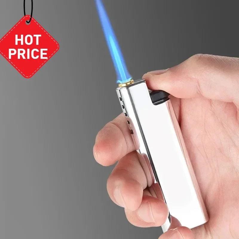 2025 New Windproof Lighter Blue Flame Jet Lighter High Power Cigar Lighter Kitchen BBQ Men Smoking Accessories Birthday Gift