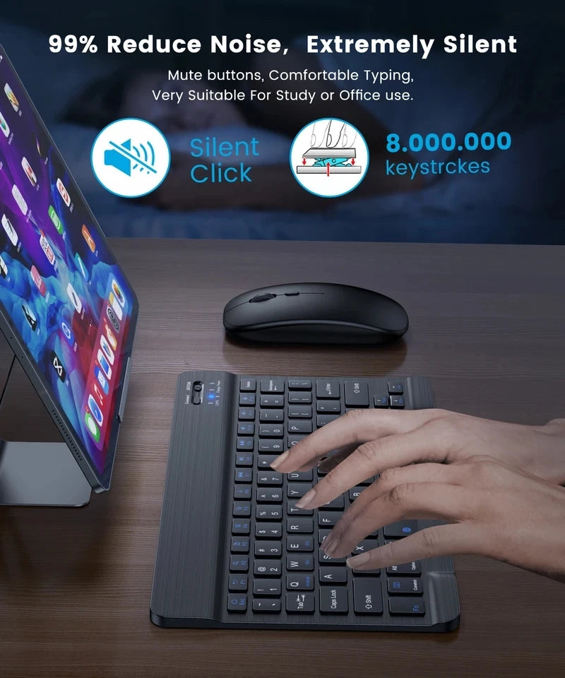 Rechargeable Bluetooth-compatible Keyboard Ultra-Slim Wireless Mouse Keyboard Set for Android Windows Tablet iPhone iPad