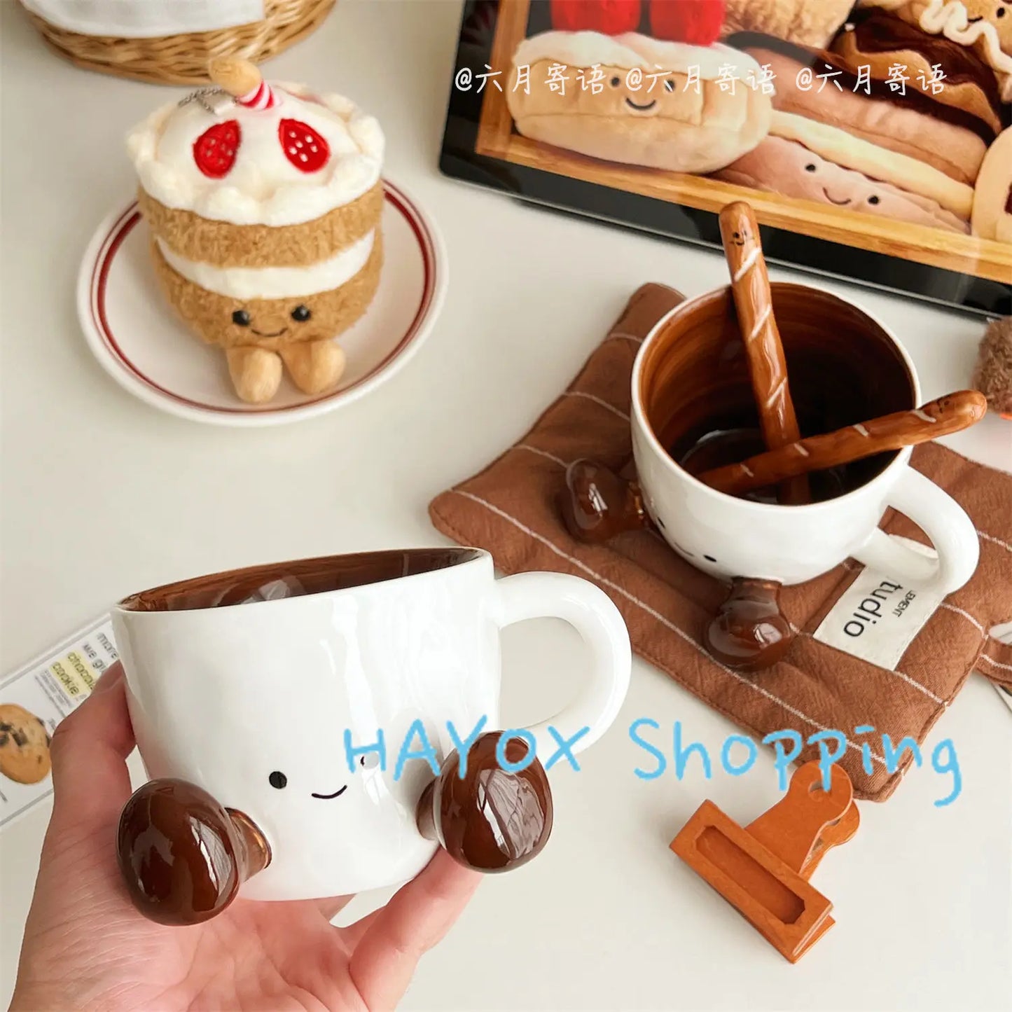 Hand Pinch Feet Ceramic Coffee Cup，Kawaii Household High Appearance Level Water Cup Milk Mug Dormitory Home Gifts Mark Cup