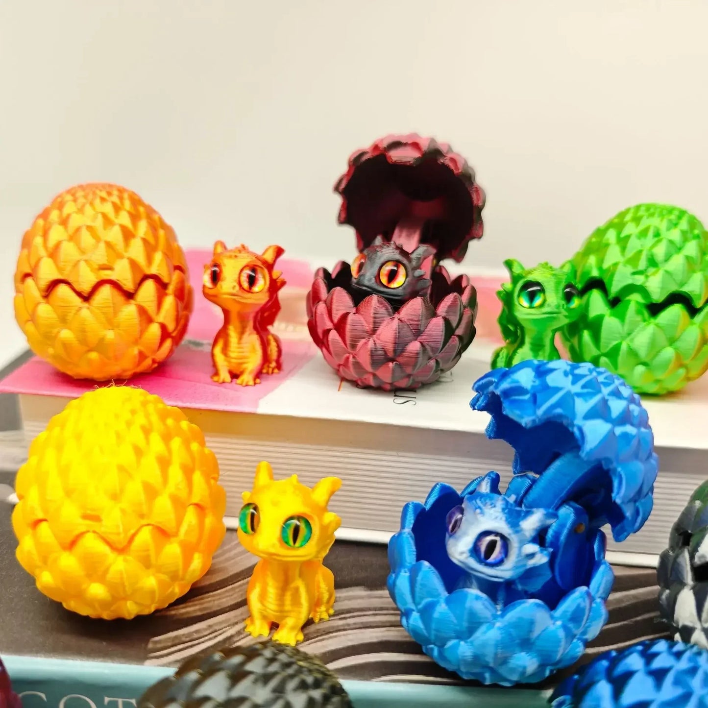 Mini 3D Printed Dragon with Eggs Eyes for Home Decor Little Dragon Egg Kids Toy Gift Figure Accessories Decoration Статуэтки