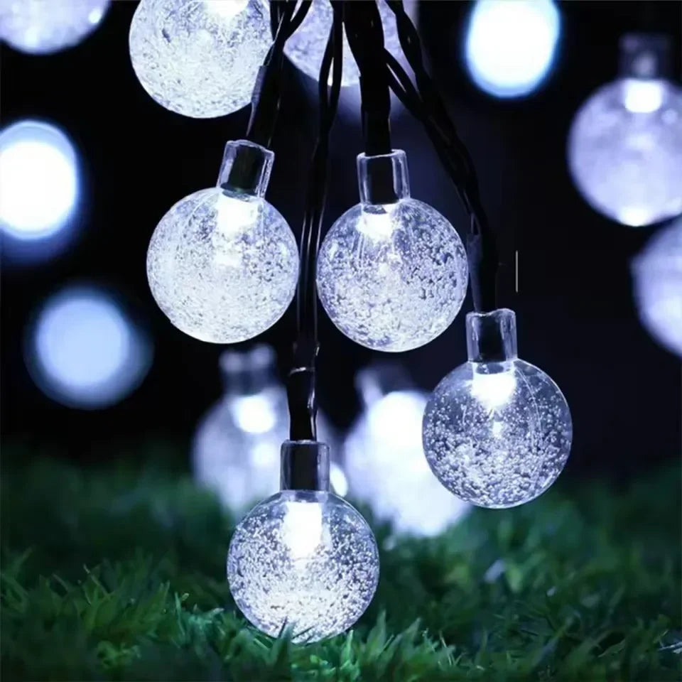 Solar Bubble Ball Light String Lights Outdoor Crystal Globe LED Fairy Lights Garden Party Easter Christmas Wedding Decorations
