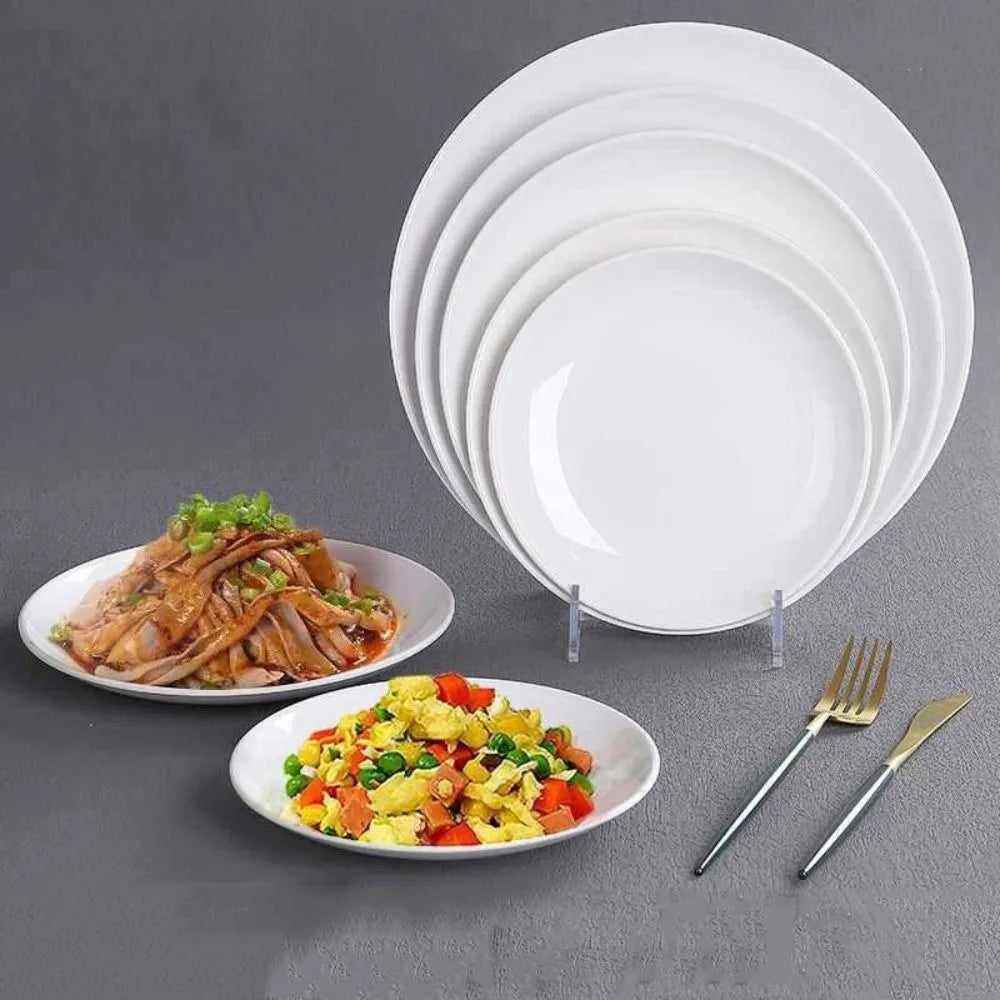 Tableware Round Melamine White Dish Fall-resistant Unbreakable White Disc Imitation Porcelain Durable Dinner Plate Dessert
