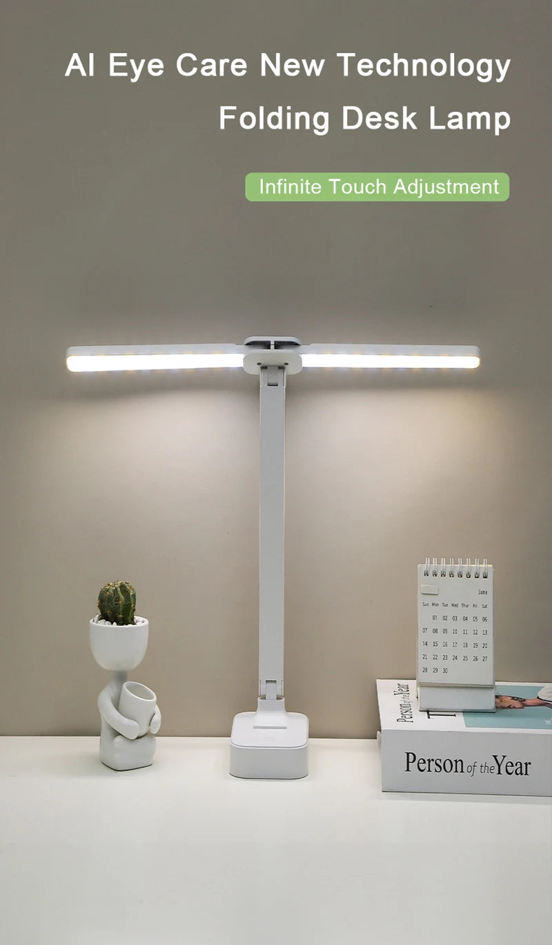 LED Desk Lamp USB Rechargeable Touch Night Light 3 Levels Dimmable Eye Protection Foldable Table Lamp For Bedroom Bedside Readin