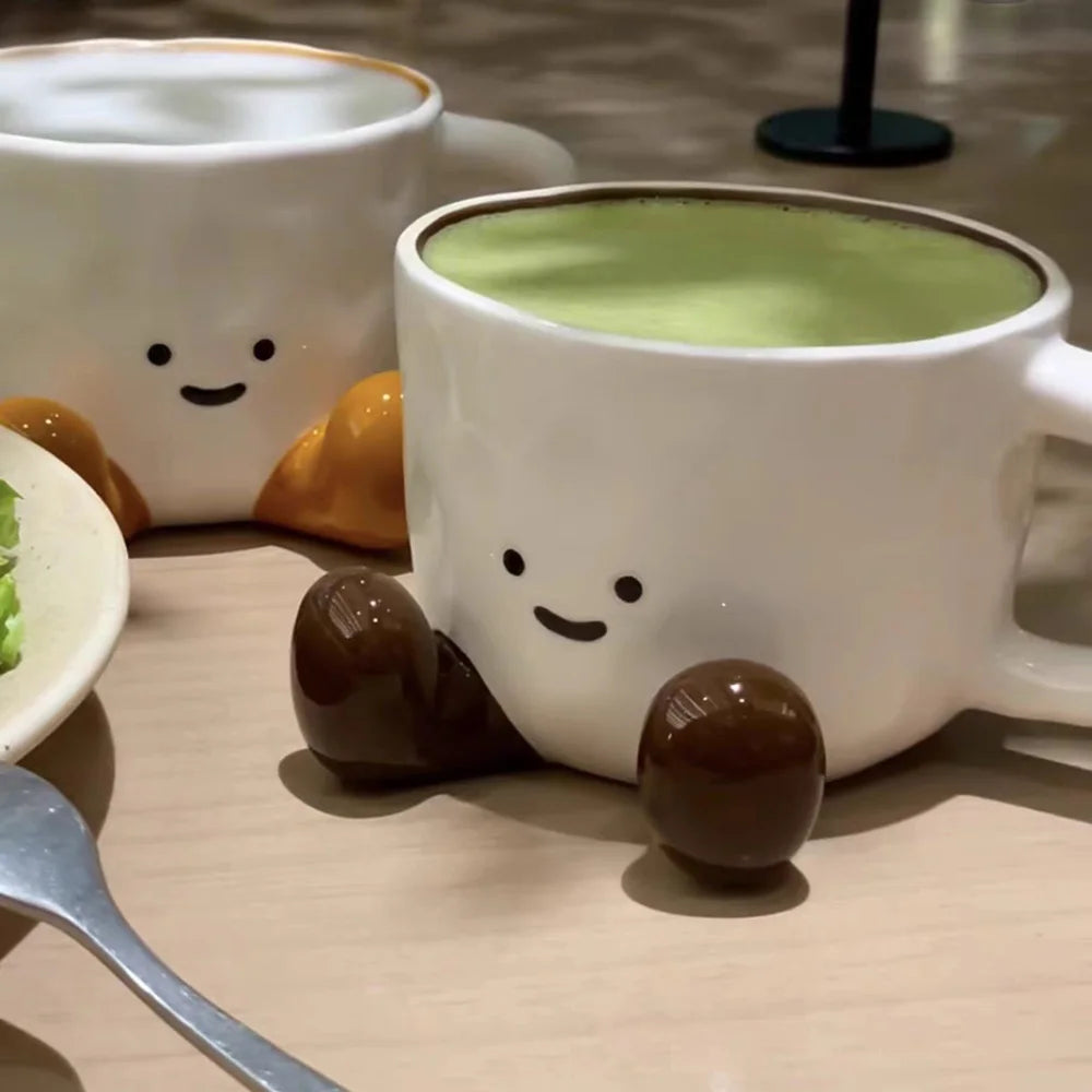 Kawaii Hand Pinch Feet Ceramic Coffee Cup Household High Appearance Level Water Cup Milk Mug Dormitory Home Gifts Mark Cup