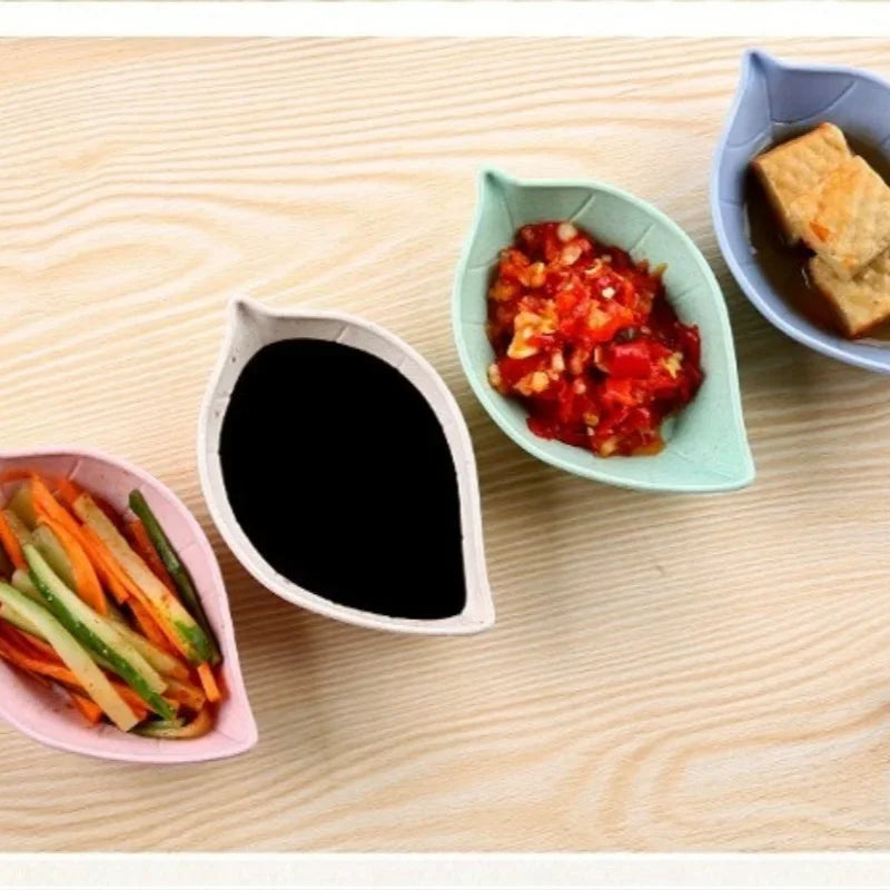 New Nordic Style Leaf Small Plate Food Grade Wheat Straw Seasoning Plate Home Kitchen Vinegar Bowls Soy Sauce Plates Snack Plate