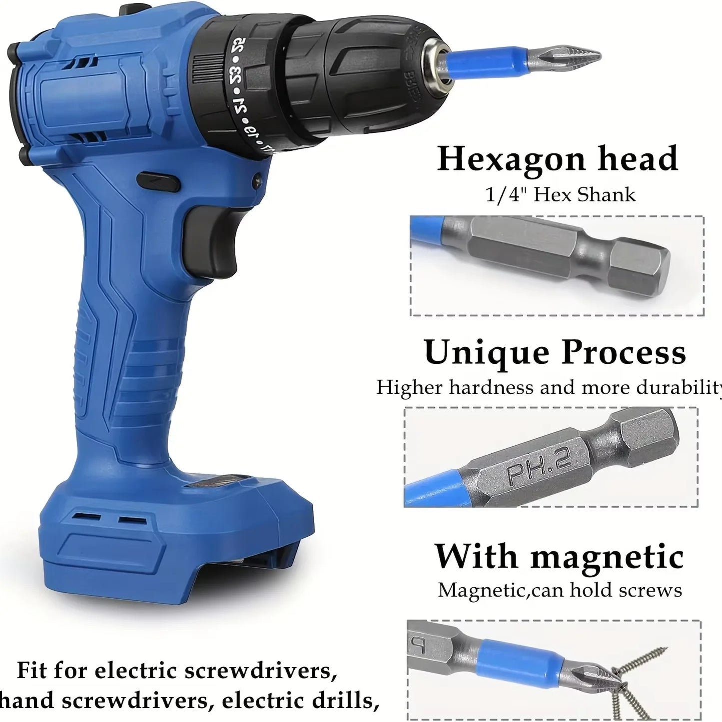 Magnetic Screwdriver Bit Set PH1 PH2 PH3 PZ1 PZ2 PZ3 Anti-skid 1/4 Hexagonal Shank Suitable for hand drill tools Accessories Par