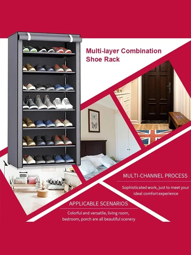 Home corridor living room shoe rack fabric dustproof shoe cabinet economical multi-layer shoe cabinet minimalist furniture