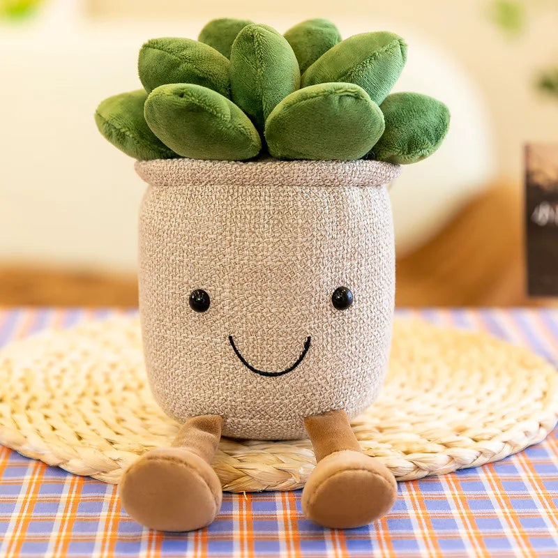 Lifelike Tulip Succulent Plants Plush Stuffed Decoration Toy Soft Decor Doll Potted Flowers Pillow for Girls Gift