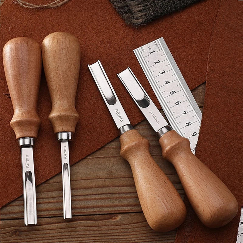 4PCS Leather Edge Skiving Beveler Tools Wide Leather Craft Edge Beveler Tool Kit Leather Edge Trimmer for DIY Leather Craft Tool