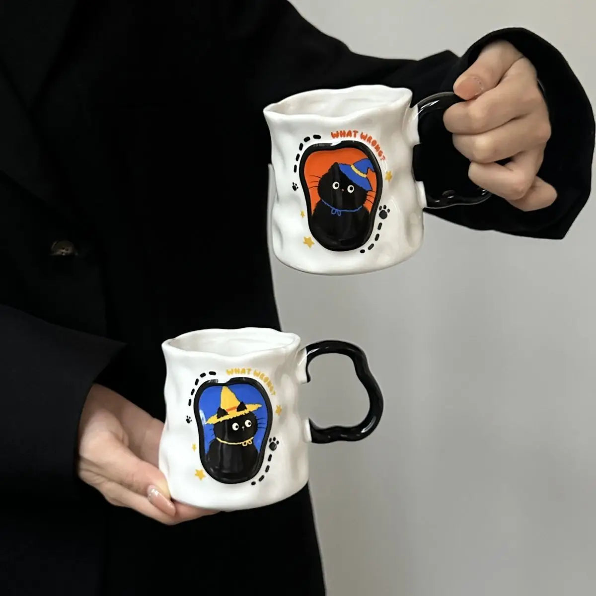 Irregular Cat Ceramic Mug, Birthday Gift Cup for Girlfriends and Girls, Creative Party Souvenir Gift Box Packaging Drinkware