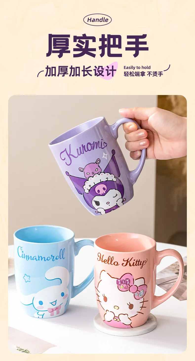 Miniso Sanrio Ceramic Mug Large Capacity 600ml Kuromi Cinnamoroll My Melody Coffee Milk Cup Couple Cup Drinkware Gifts