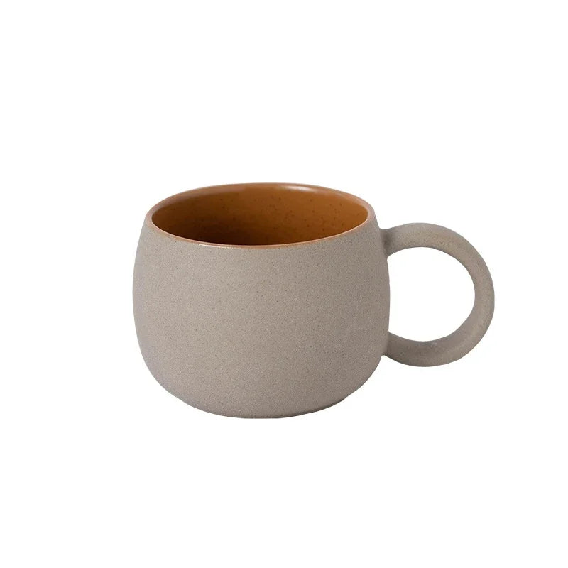 Pottery Mug For Latte Cappuccino Milk Juice Cocoa Cups With Dish 300ml