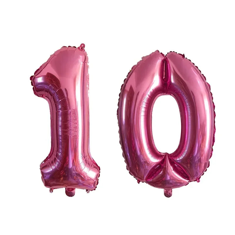 2Pcs 32 Inch Gold Silver Black Blue Red Helium Foil Number Balloon 10 11 12 13 14 15 Happy Birthday Party Decoration Supplies