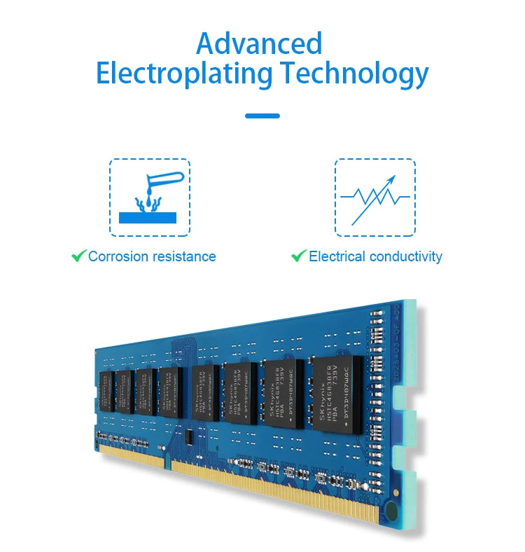 TECMIYO 4GB 8GB Desktop Memoria Ram DDR3 DDR3L 1600MHz 1333MHz PC3-12800U PC3-10600 DIMM 1.5V 1.35V 2RX8 Non-ECC Memory - Blue