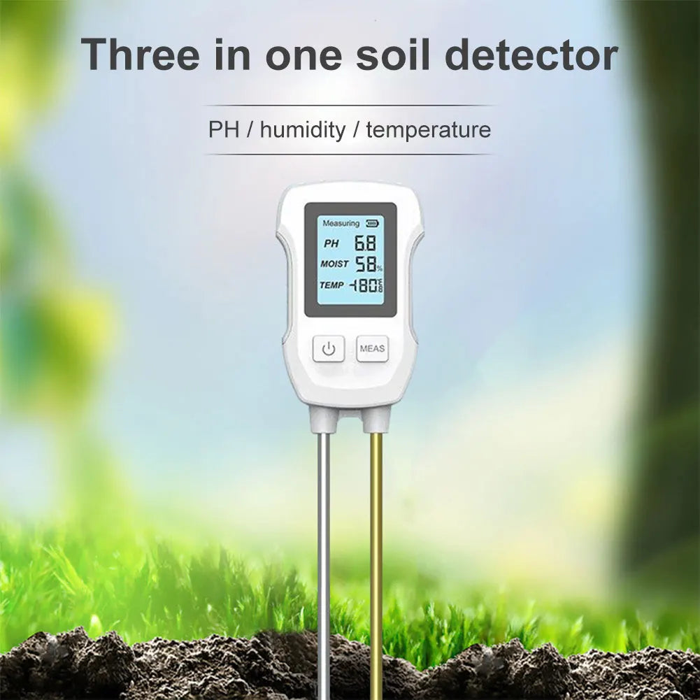3 in 1 Digital Soil Test Meter Backlight LCD Display Plant Temperature/Soil Moisture/PH Meter for House Plants Garden Lawn Farm