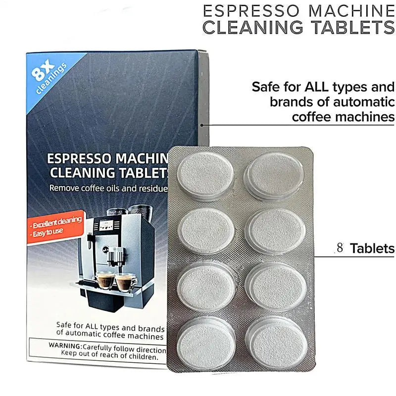8 pieces Cleaning Tablets for Espresso Coffee Machine Coffee Maker Pot Descaling Tablets Home Kitchen Supplies
