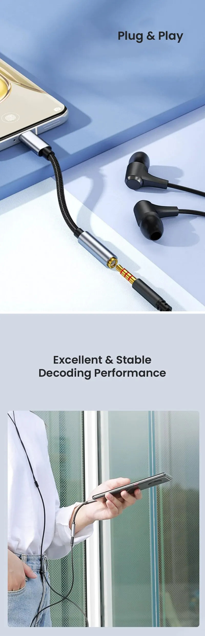 NIERBO USB C to 3.5mm Female Headphone Jack Adapter Type C to Aux Audio Dongle Adapter for Samsung Galaxy iPad Pro Pixel