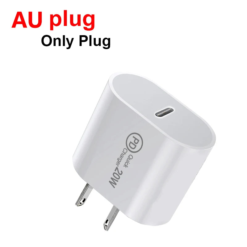 AU Plug Fast USB Charger Type C Charger for Xiaomi Redmi iPhone Samsung Mobile Phone Quick Charging Adapter PD Wall Charge