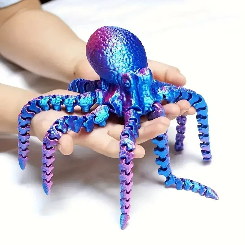1PC 3D Printed Octopus Figurine Vibrant Jointed Body Decorative Toy for Bookshelf Living Room Office Cabinet Tabletop