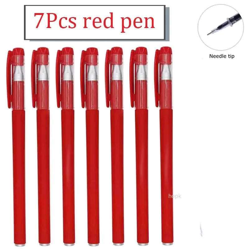 7/35 PCS Gel Pen Set School Supplies Black Blue Red Ink Color Ballpoint Pen Kawaii Pen Writing Tool School Office Stationery