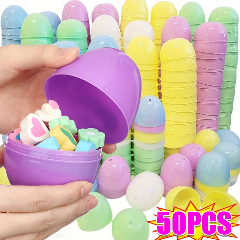 50/10PCS Plastic Easter Eggs Fillable Plastic Egg Kids Toy Colorful Gift Packaging Box Easter Party Hunt Game DIY Craft Supplies