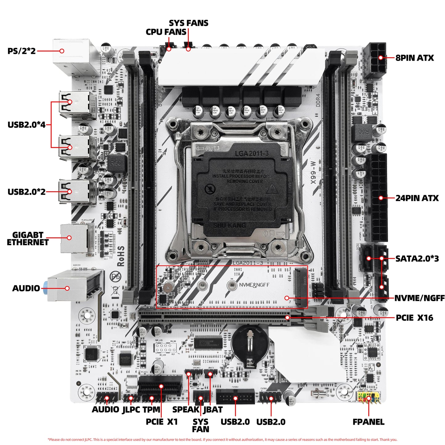ZSUS X99-W Motherboard Set Kit With LGA2011-3 Xeon E5 2680V4 CPU DDR4 16GB (1*16GB) 2133MHZ RAM Memory NVME M.2 SATA