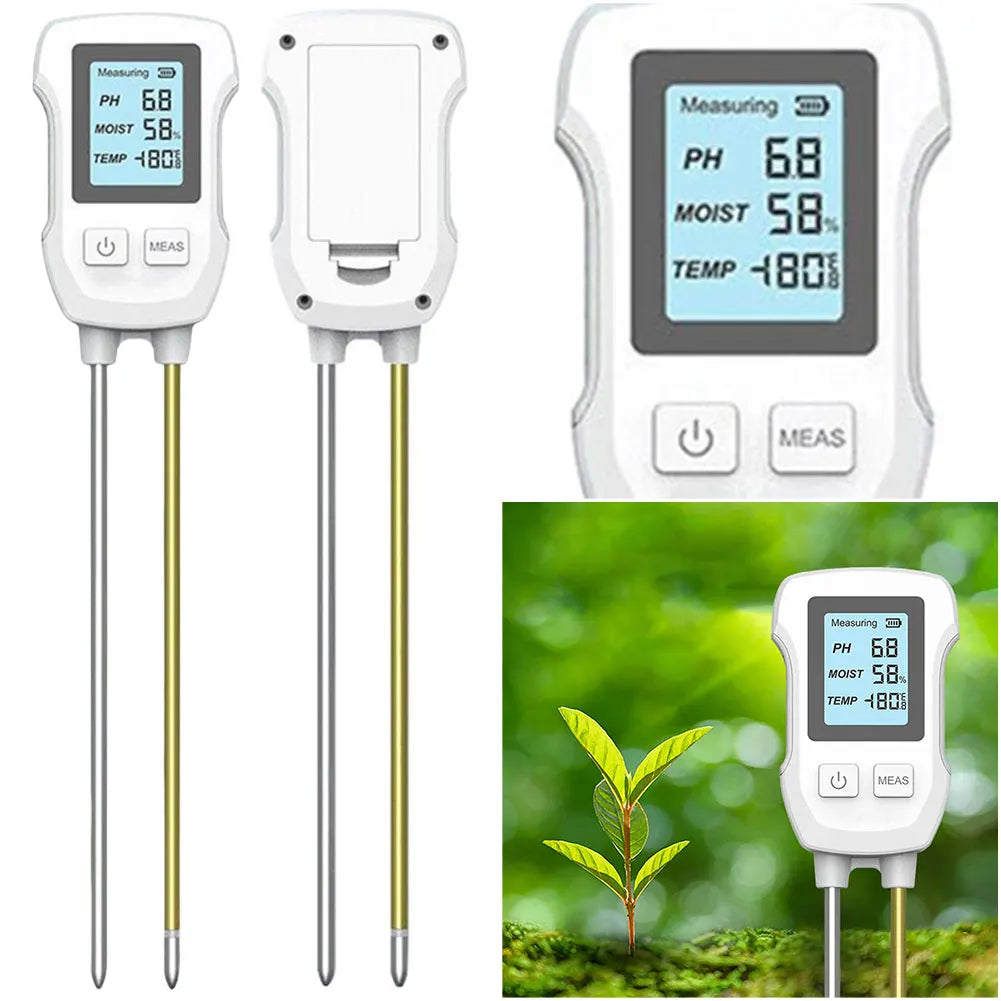 3 in 1 Digital Soil Test Meter Backlight LCD Display Plant Temperature/Soil Moisture/PH Meter for House Plants Garden Lawn Farm