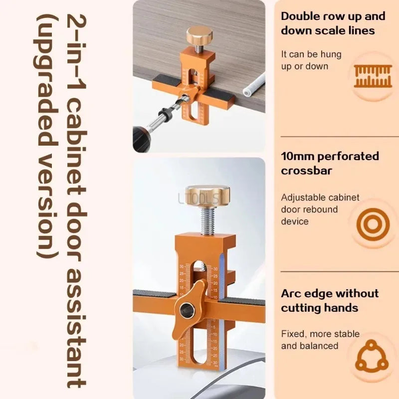 2 in 1 Cabinet Door Installation Positioner,6/8/10mm Rebounder Punched Mounting Jig Wardrobe Cabinet Door Panel Installation Jig