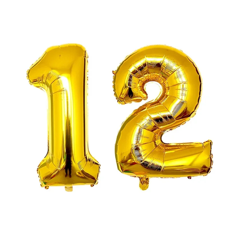 2Pcs 32 Inch Gold Silver Black Blue Red Helium Foil Number Balloon 10 11 12 13 14 15 Happy Birthday Party Decoration Supplies