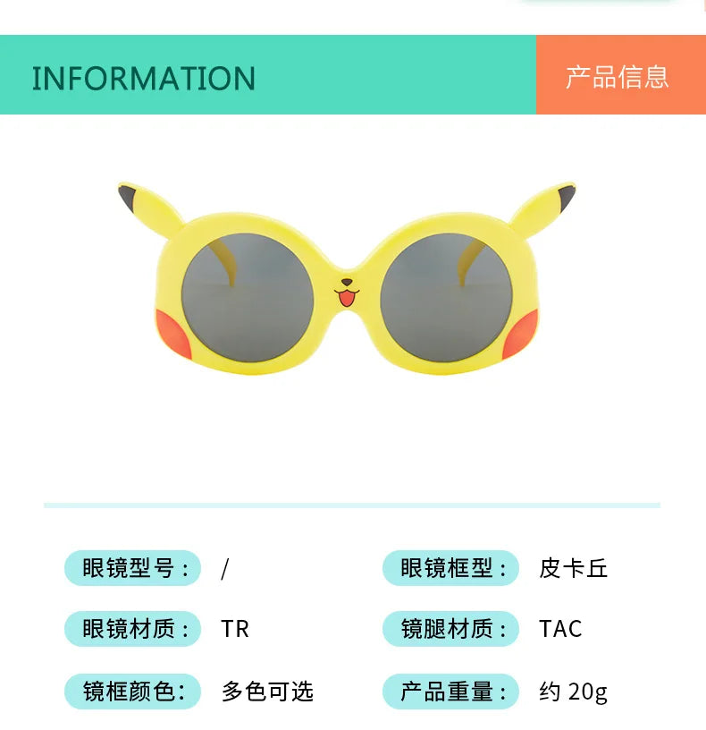 Anime Pokemon Sunglasses Pikachu Cartoon Figrues Glasses Children Boys Girls Sunglasses Cute Decoration Kids Toy Summer Gifts