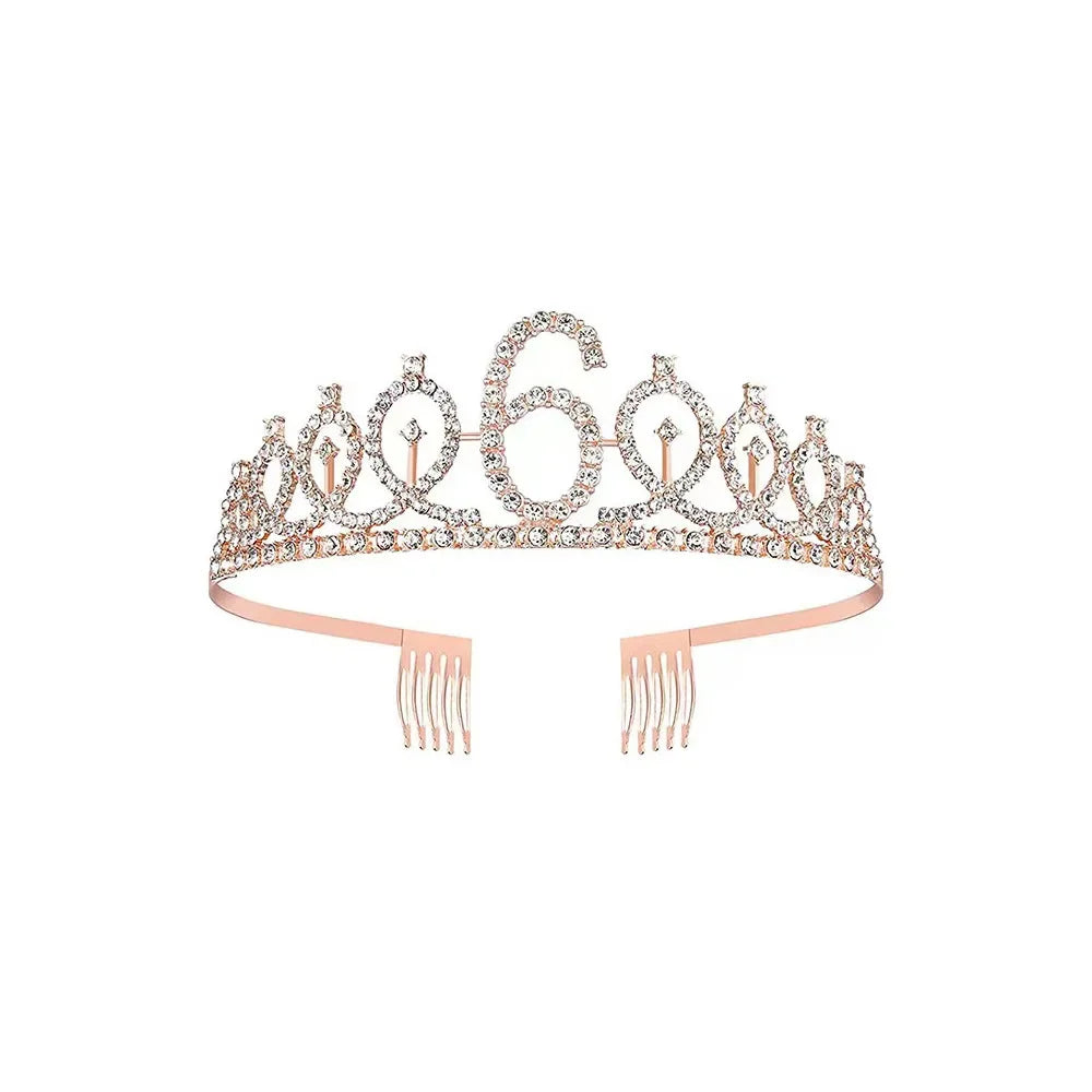 3 4 5 6 7 8 9 Rhinestone Crystal Crown Tiara Birthday Anniversary Decoration Happy Birthday Satin Sash Party Supplies