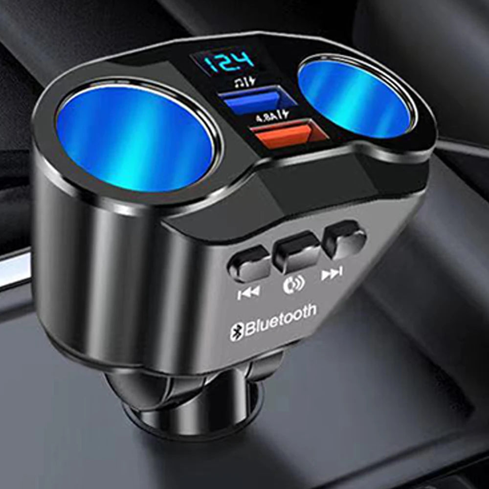 Car Cigarette Lighter Splitter Charger Dual USB QC 3.0 Quick Charge 12V Auto FM Transmitters Bluetooth Hands-free Call Sockets