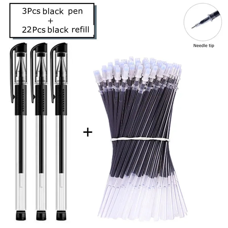 7/35 PCS Gel Pen Set School Supplies Black Blue Red Ink Color Ballpoint Pen Kawaii Pen Writing Tool School Office Stationery