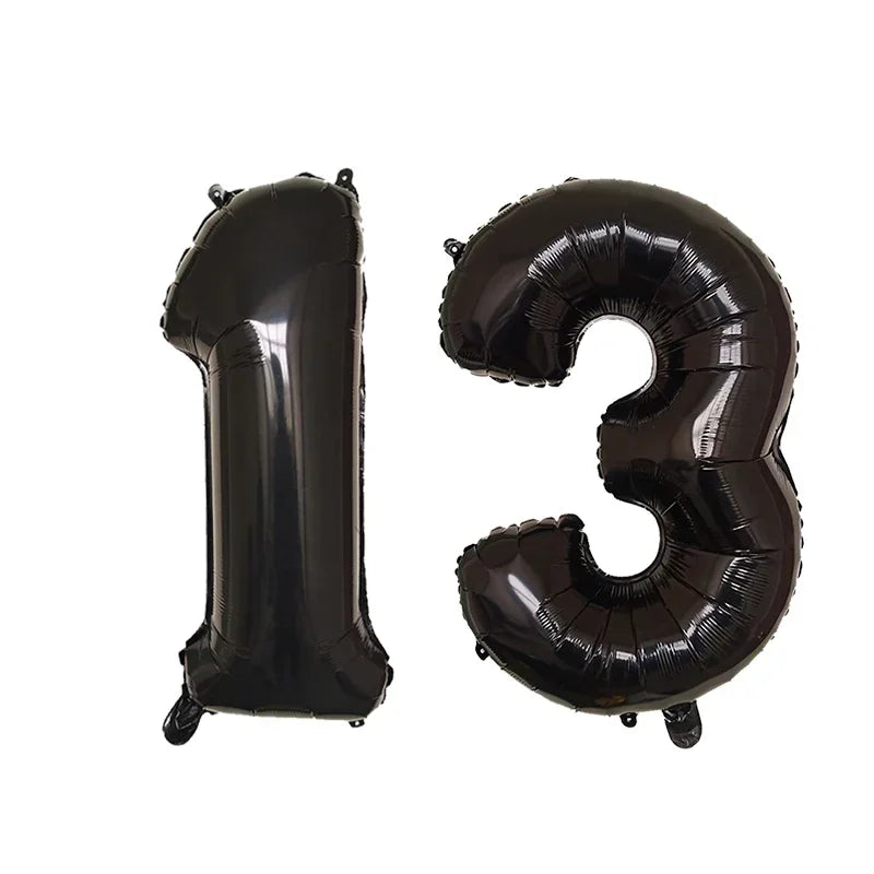 2Pcs 32 Inch Gold Silver Black Blue Red Helium Foil Number Balloon 10 11 12 13 14 15 Happy Birthday Party Decoration Supplies