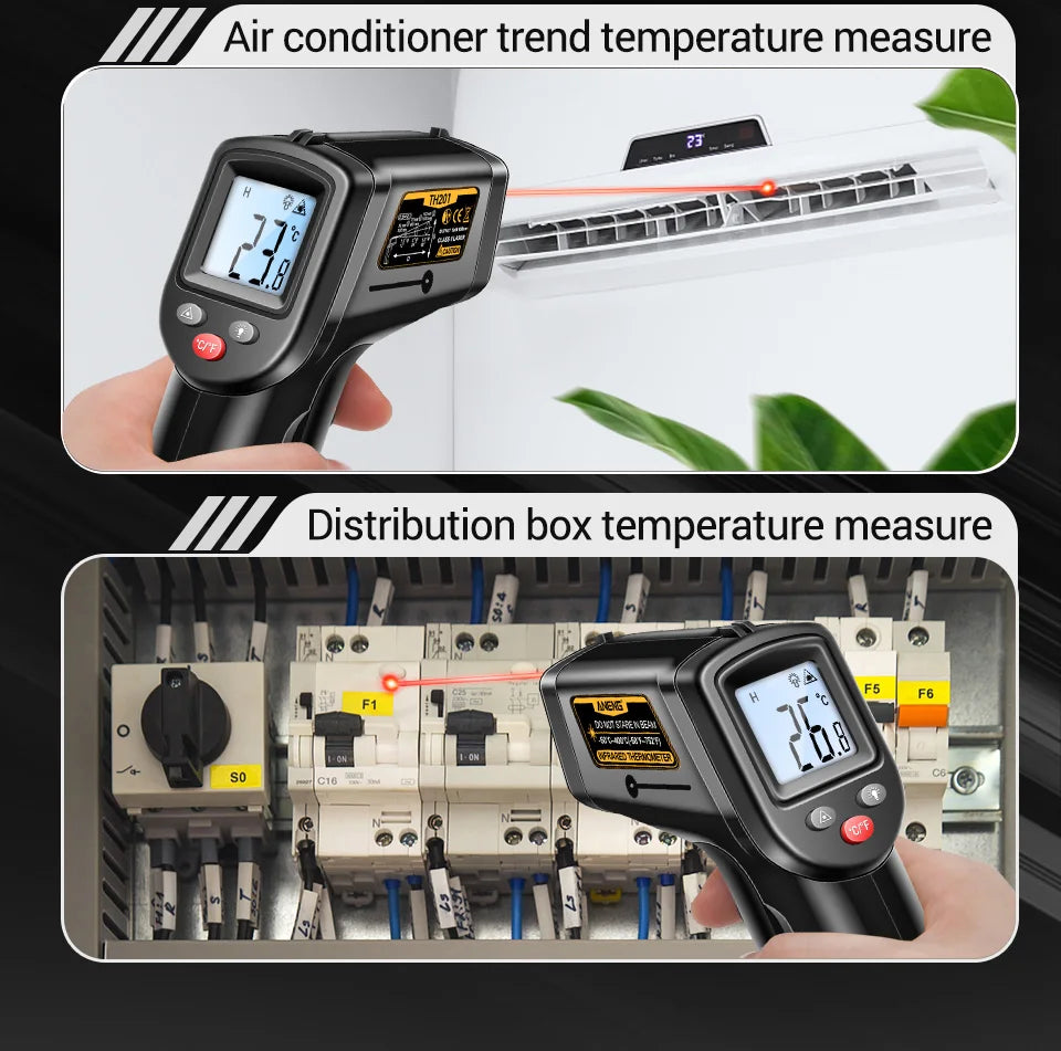 ANENG TH201 Celsius Display Digital Infrared Thermometer Highly Sensitive Non-contact Temperature Measuring Gun Hygrometer