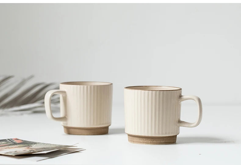 2PCS 250ML Antique Relief Mug Ceramic Water Cup Coffee Cup Household Water Cup Coffee Shop Milk Cup