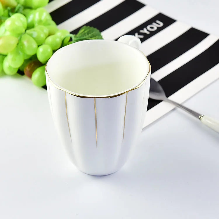 300ml Bone Ceramic Phnom Penh Silver Border Mug China Relief Moonlight Cup Office Gift Coffee Milk Tea Cup With Handle