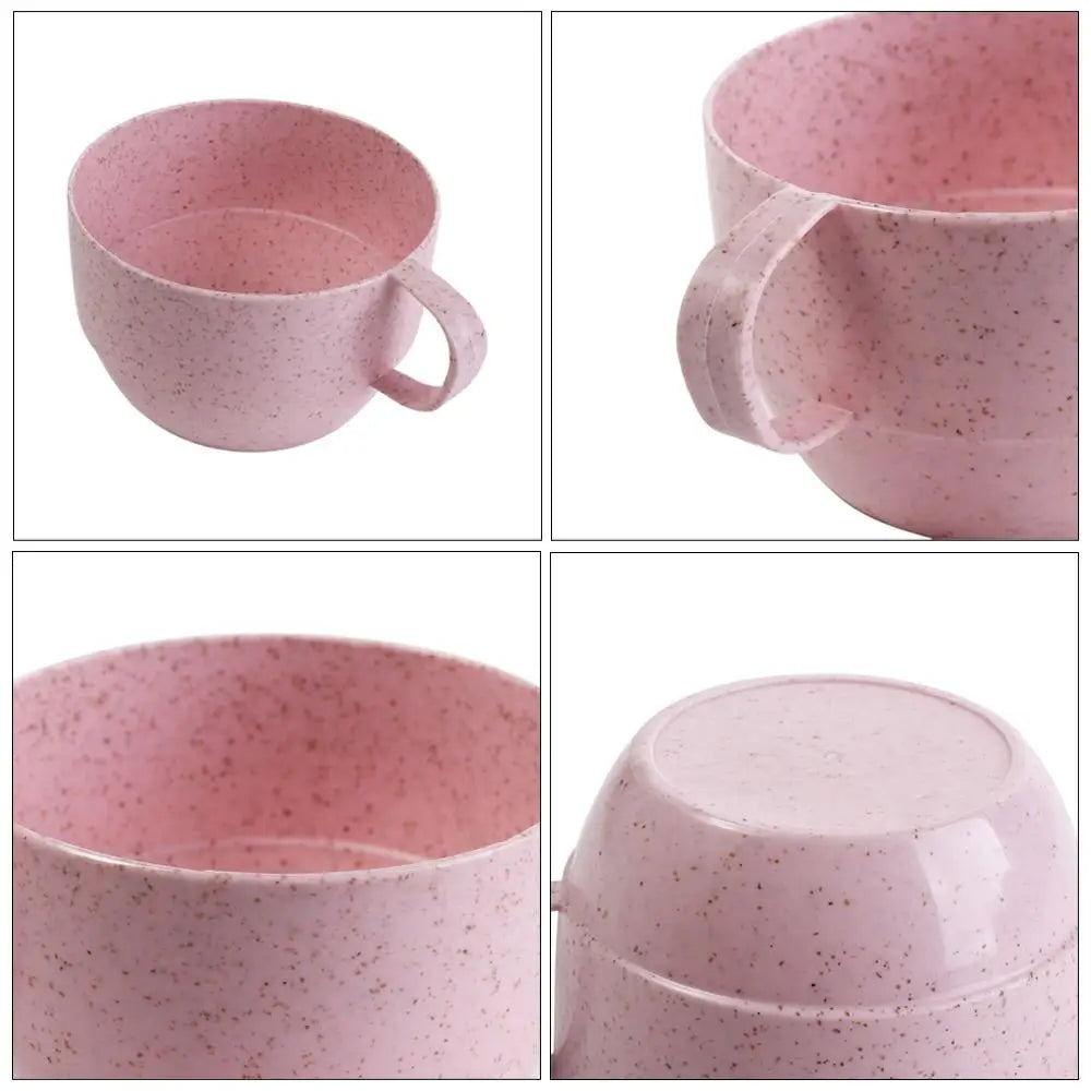 1 pcs Wide Mouth Reusable Kitchen Supplies with Handle Eco-friendly Drinking Cup Wheat Straw Cup Drinkware Coffee Mug