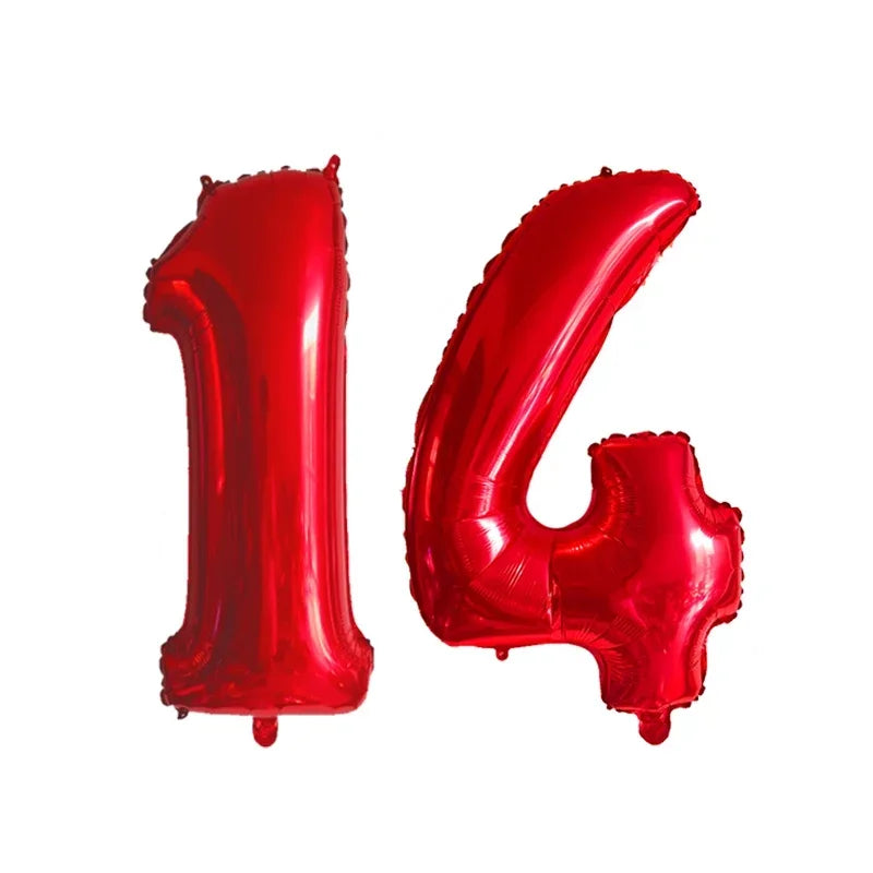 2Pcs 32 Inch Gold Silver Black Blue Red Helium Foil Number Balloon 10 11 12 13 14 15 Happy Birthday Party Decoration Supplies