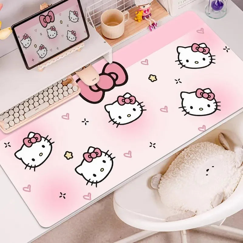 Sanrio Hello Kitty Kawaii Pink Mouse Pad XXL Large Computer Desk Pad Cartoon Cute Keyboard Pad Kitty High Beauty Washable Pad