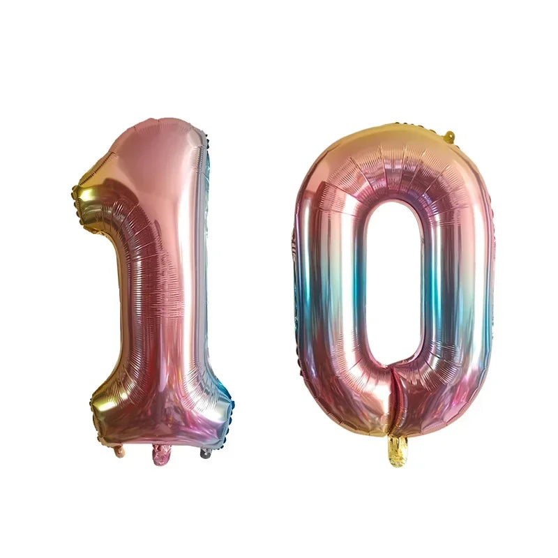 2Pcs 32 Inch Gold Silver Black Blue Red Helium Foil Number Balloon 10 11 12 13 14 15 Happy Birthday Party Decoration Supplies