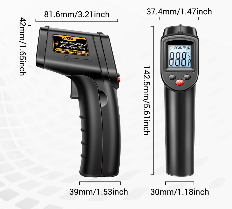 ANENG TH201 Celsius Display Digital Infrared Thermometer Highly Sensitive Non-contact Temperature Measuring Gun Hygrometer