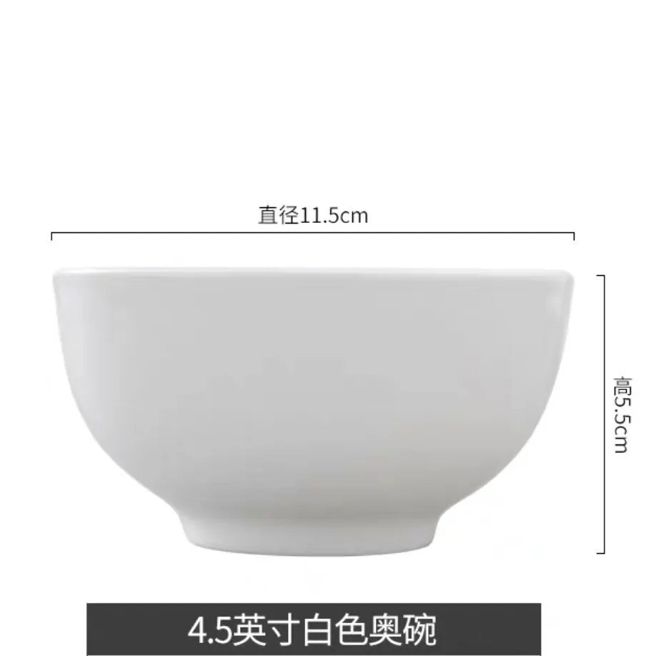 Tangshan Bone Porcelain Series Tableware, Various Type Bowls, Microwave Ovens, Household Hotels, Pure White Simple Rice Bowls
