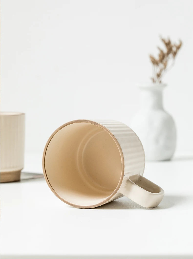 2PCS 250ML Antique Relief Mug Ceramic Water Cup Coffee Cup Household Water Cup Coffee Shop Milk Cup