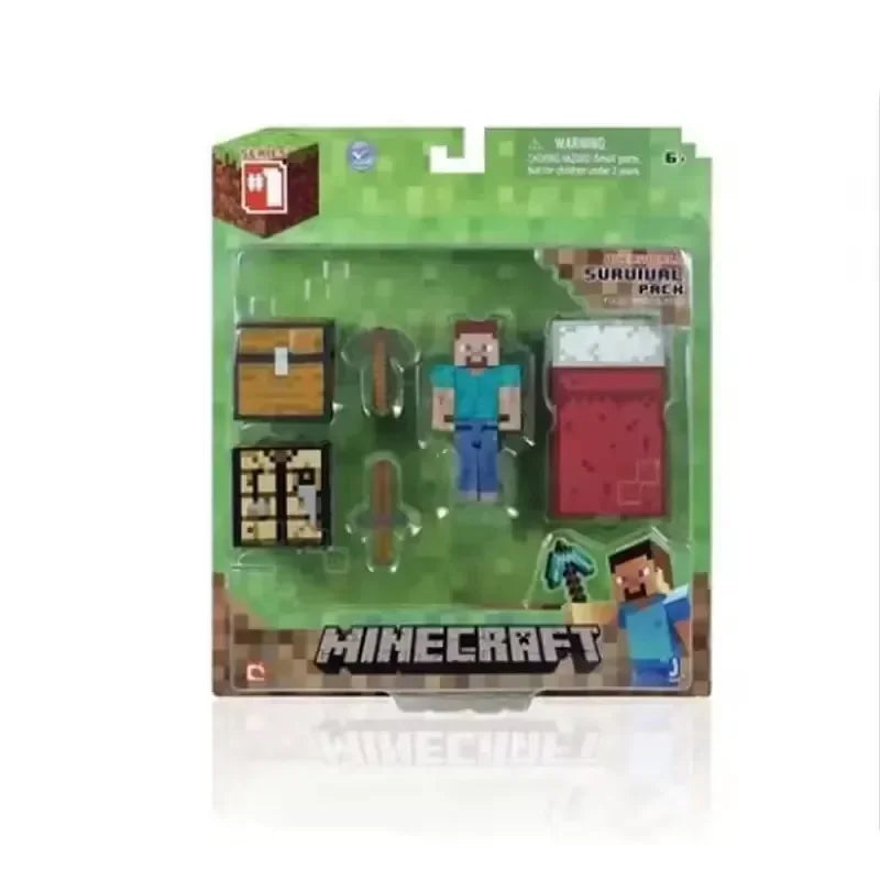 New Minecrafts Steve Alex Zombie Villager Action Figures Model Anime MC Game Puzzle Assembled Toy Doll Mini Weapon Kids Gifts