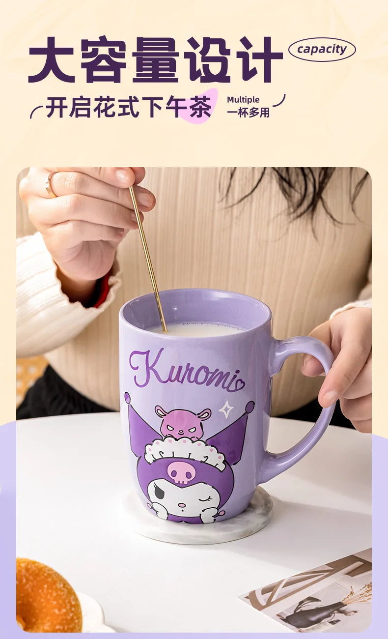 Miniso Sanrio Ceramic Mug Large Capacity 600ml Kuromi Cinnamoroll My Melody Coffee Milk Cup Couple Cup Drinkware Gifts
