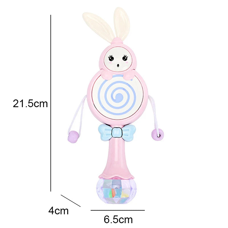 Baby Music Flashing Rattle Toys Rabbit Teether Hand Bells Mobile Infant Stop Weep Tear Rattles Newborn Early Educational Toy 18M