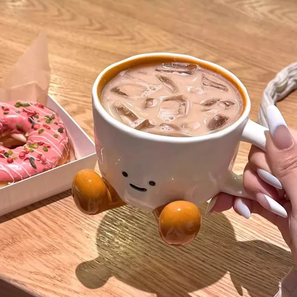 Kawaii Hand Pinch Feet Ceramic Coffee Cup Household High Appearance Level Water Cup Milk Mug Dormitory Home Gifts Mark Cup