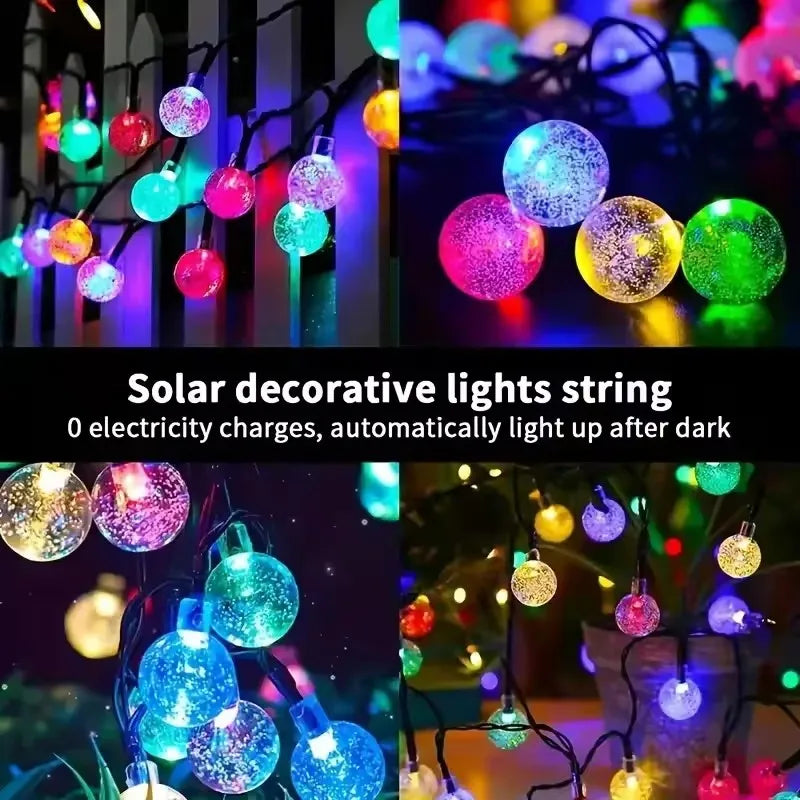 Solar Bubble Ball Light String Lights Outdoor Crystal Globe LED Fairy Lights Garden Party Easter Christmas Wedding Decorations